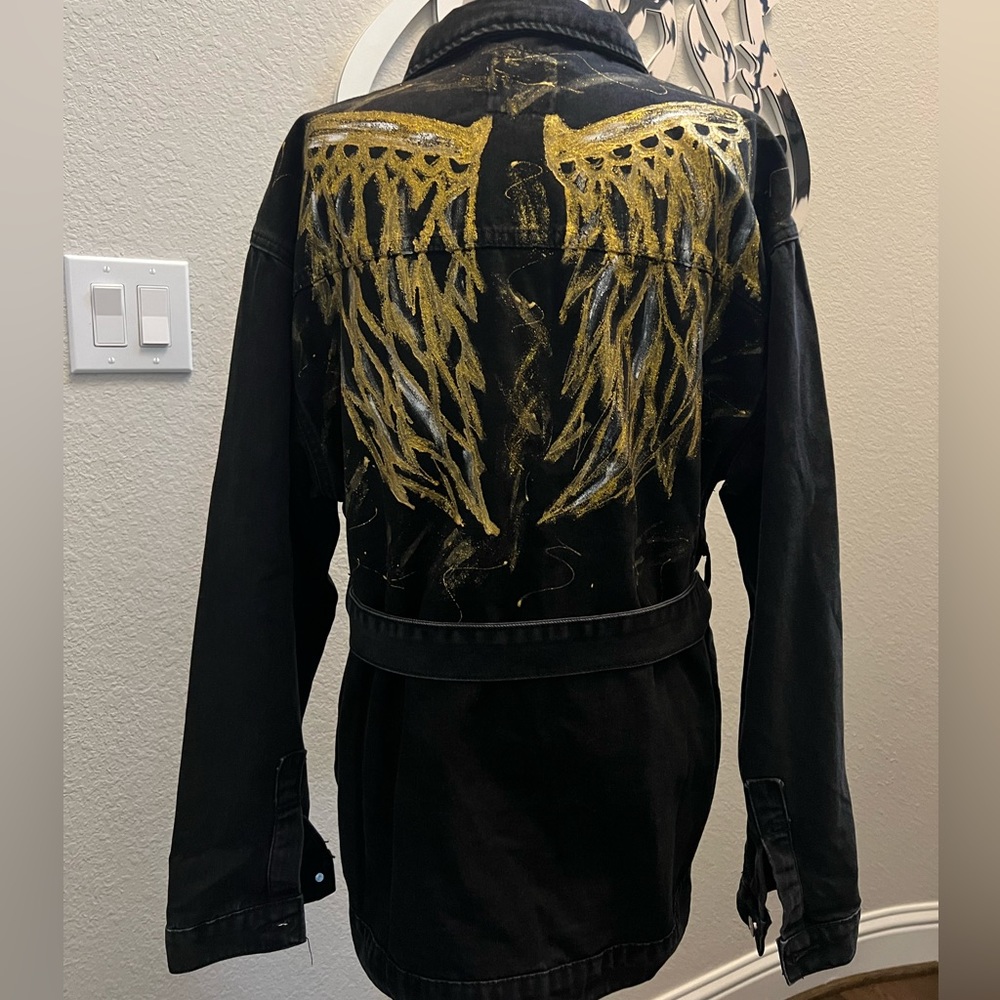 Handmade Belted Black Jean Jacket